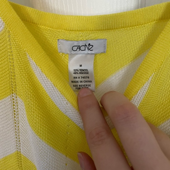 Caché Yellow Chevron Stripe Blouse - Picture 4 of 6